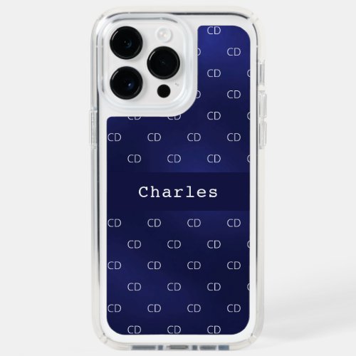 Navy blue white monogram name initials minimalist speck iPhone 14 pro max case