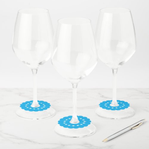 Navy blue white monogram name minimalist script wi wine glass tag
