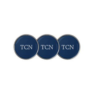 Navy Blue White Monogrammed Golf Ball Marker