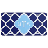 Coral and NAVY blue chevron design monogrammed car tag