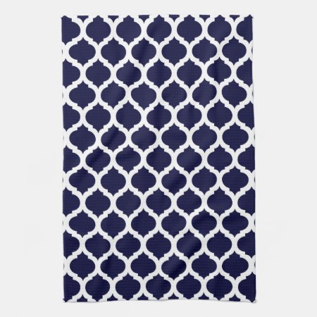 Navy Blue & White Moroccan Pattern Towel