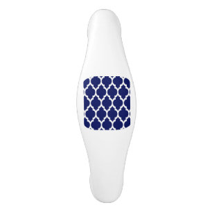 Navy Blue White Moroccan Quatrefoil Pattern #4 Ceramic Cabinet Pull
