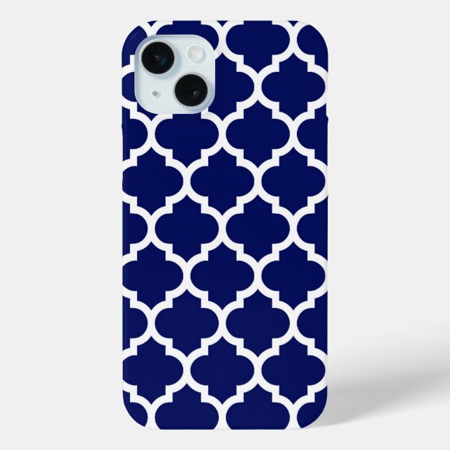 Navy Blue White Moroccan Quatrefoil Pattern #5 Case-Mate iPhone Case (Back)