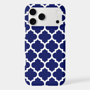 Navy Blue White Moroccan Quatrefoil Pattern #5 iPhone 17 Pro Max Case