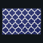 Navy Blue White Moroccan Quatrefoil Pattern #5 Towel<br><div class="desc">Navy Blue and White Moroccan Quatrefoil Trellis Pattern #5  ==========

 You can customize this with your own text and / or images if you so choose to make your own unique design.  
.  
 2014 ©FantabulousPatterns All rights reserved</div>