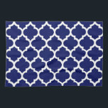 Navy Blue White Moroccan Quatrefoil Pattern #5 Towel<br><div class="desc">Navy Blue and White Moroccan Quatrefoil Trellis Pattern #5  ==========

 You can customize this with your own text and / or images if you so choose to make your own unique design.  
.  
 2014 ©FantabulousPatterns All rights reserved</div>