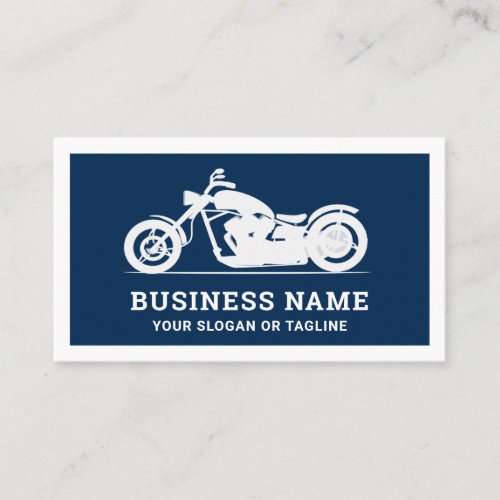 Navy Blue White Motorbike Motorcycle Mechanic Business Card