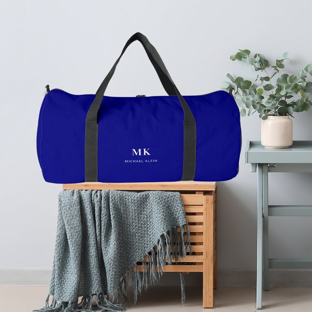 Navy blue white name monogram duffle bag (Creator Uploaded)