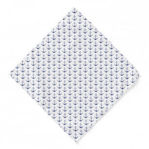 Navy Blue white nautical anchor pattern Bandana