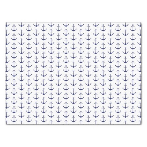 Navy Blue white nautical anchor pattern Tissue Paper