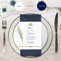 Navy Blue &amp; White Nautical Budget Wedding Menu ⚓