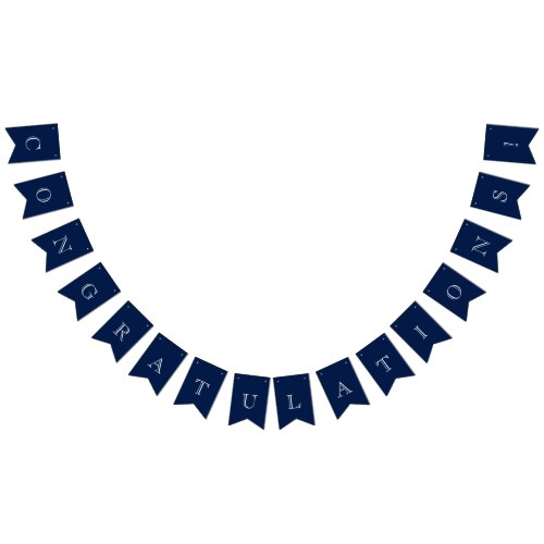 Navy Blue  White Nautical Congratulations Bunting Flags