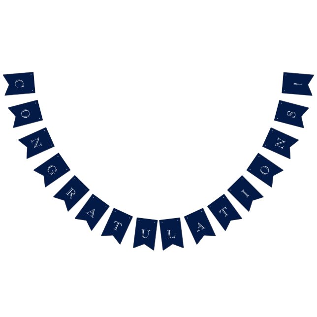 Navy Blue & White Nautical Congratulations Bunting Flags (All)