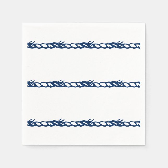 Navy Blue white nautical ropes pattern party Napki Napkins (Front)