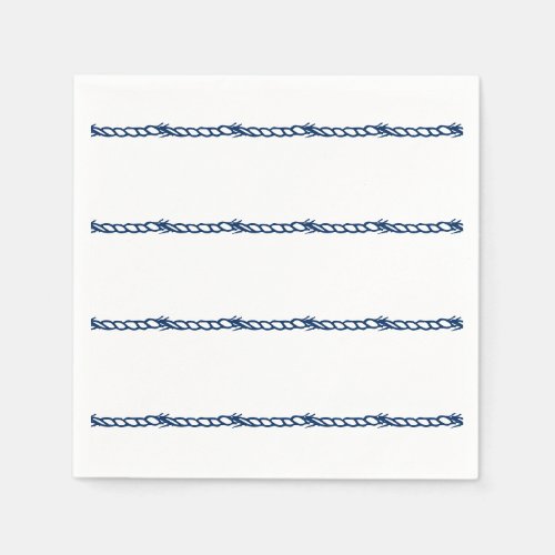 Navy Blue white nautical ropes pattern party Napkins