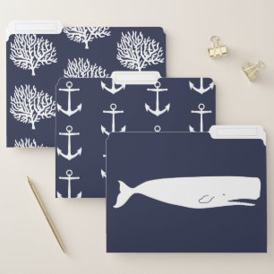 Navy Blue & White Nautical Theme File Folder