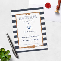 Navy Blue White Nautical Tying the Knot Infinity Save The Date