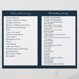 Navy Blue White Nautical Wedding Ceremony Programs