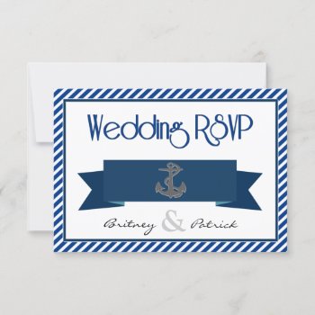 Navy Blue & White Nautical Wedding Rsvp Cards by natureprints at Zazzle