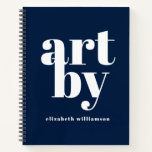 Navy Blue White Personalized Sketchbook Notebook at Zazzle