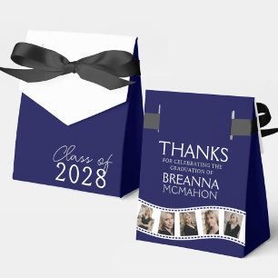 Navy Blue & White Photo Collage Filmstrip Favor Boxes