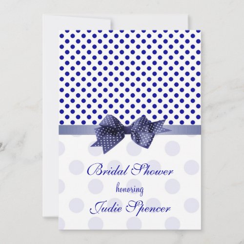 Navy blue white polka dot Bridal shower Invitation
