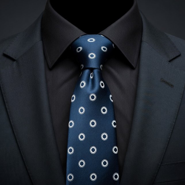 Navy Blue & White Polka Dot Neck Tie (Creator Uploaded)