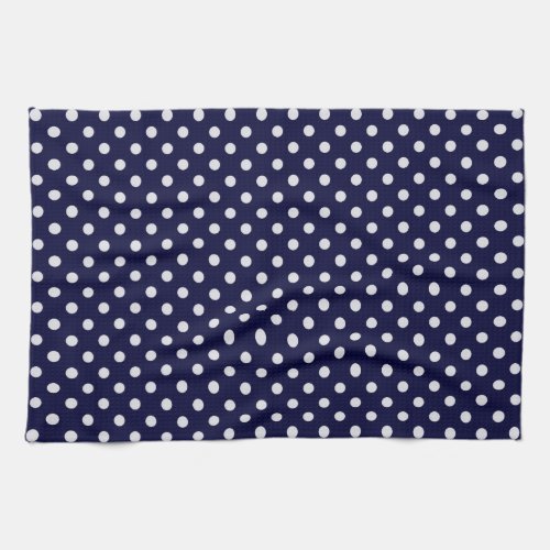 Navy Blue White Polka Dot Pattern Kitchen Towel