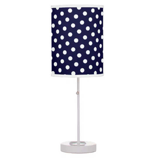 Navy Blue White Polka Dot Pattern Table Lamp Zazzle Com White Polka Dot Pattern Table Lamp, Light Blue Polka Dot Lamp Shade