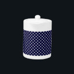 Navy Blue White Polka Dot Pattern Teapot<br><div class="desc">Navy Blue and White Polka Dot Pattern You can customize this with your own text and / or images to make this your own unique one-of-a-kind design Please note that this is a digitally created graphic design that's transferred to the underlying product. The design itself doesn't contain actual ribbon, labels,...</div>
