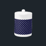 Navy Blue White Polka Dot Pattern Teapot<br><div class="desc">Navy Blue and White Polka Dot Pattern You can customize this with your own text and / or images to make this your own unique one-of-a-kind design Please note that this is a digitally created graphic design that's transferred to the underlying product. The design itself doesn't contain actual ribbon, labels,...</div>