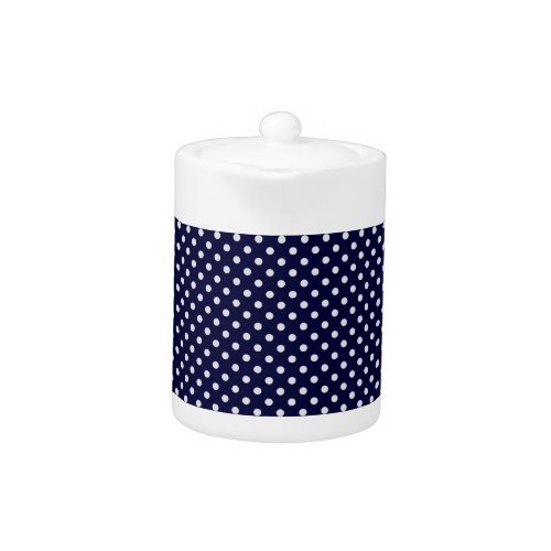 Navy Blue White Polka Dot Pattern Teapot