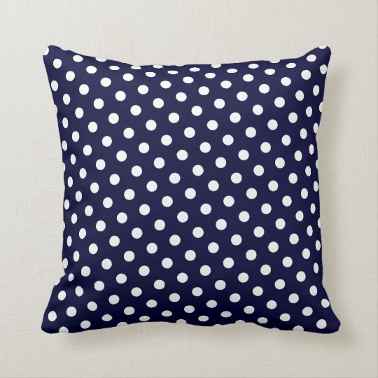Navy Blue White Polka Dot Pattern Throw Pillows Zazzle Com