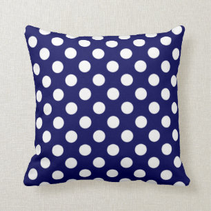 Navy Blue & White Polka Dot Pillow