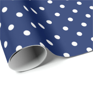 Navy Blue   White Polka Dot Wrapping Paper