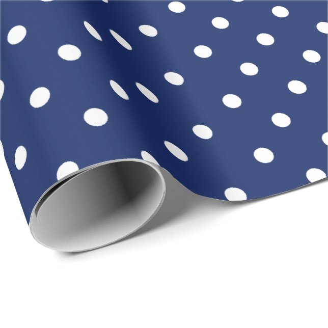 Navy Blue | White Polka Dot Wrapping Paper (Roll Corner)