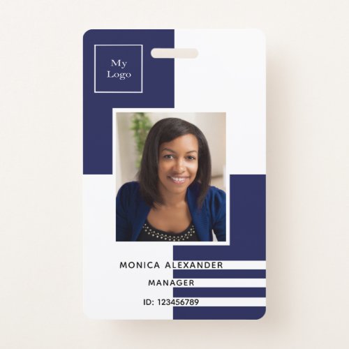 Navy blue white profile photo business corporate badge