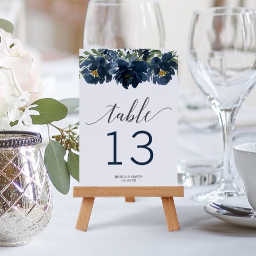 Navy Blue White Pumpkin Fall in Love Table Numbers