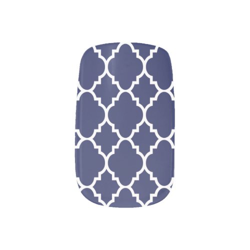 Navy Blue White Quatrefoil Moroccan Pattern Minx Nail Wraps