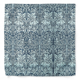 Navy Blue White Rabbit William Morris Art Bandana