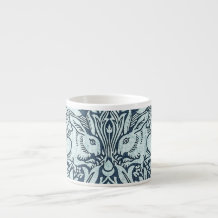 Navy Blue White Rabbit William Morris Coffee Mug