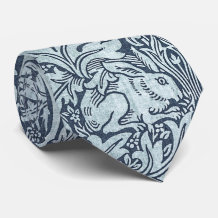 Navy Blue White Rabbit William Morris Neck Tie