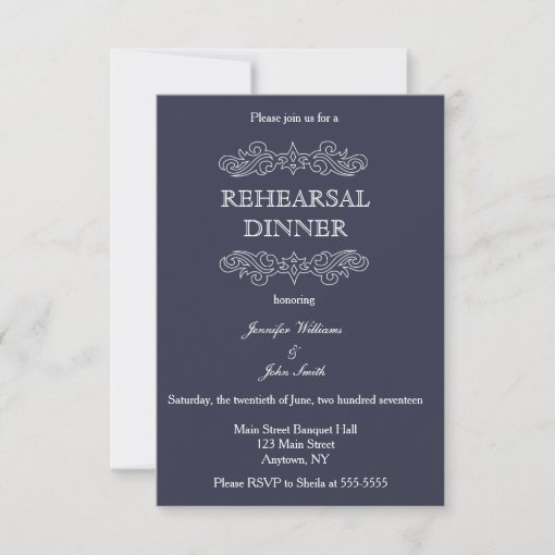 Navy Blue & White Rehearsal Dinner Invitations | Zazzle