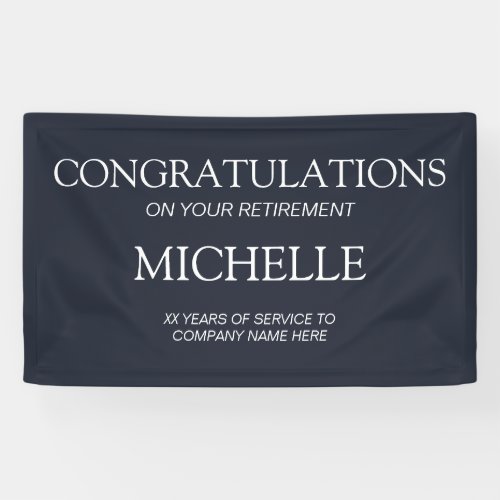 Navy Blue White Retirement Congratulations Banner