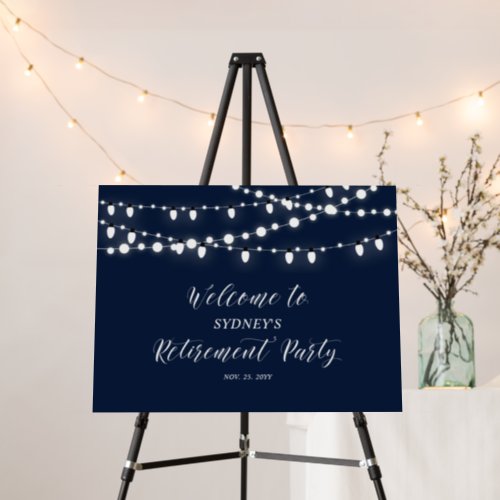 Navy Blue  White Retirement Party Welcome Sign