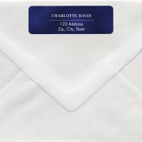 Navy blue white return address