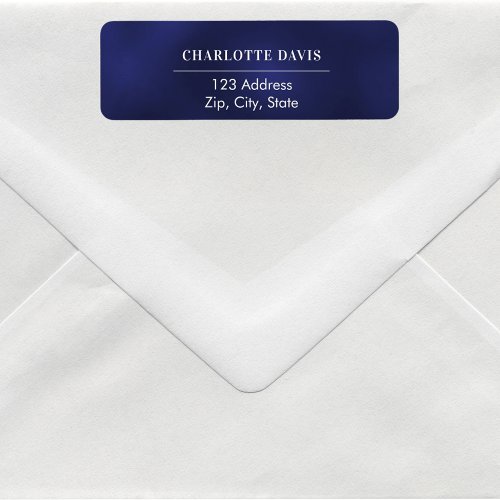 Navy blue white return address label