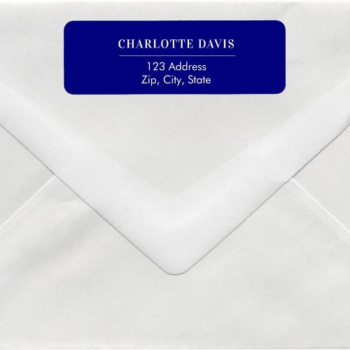 Navy blue white return address  label