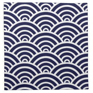 Navy Blue & White Scallop Pattern Napkin