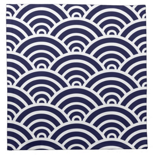 Navy Blue  White Scallop Pattern Napkin